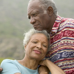 older couple hugging